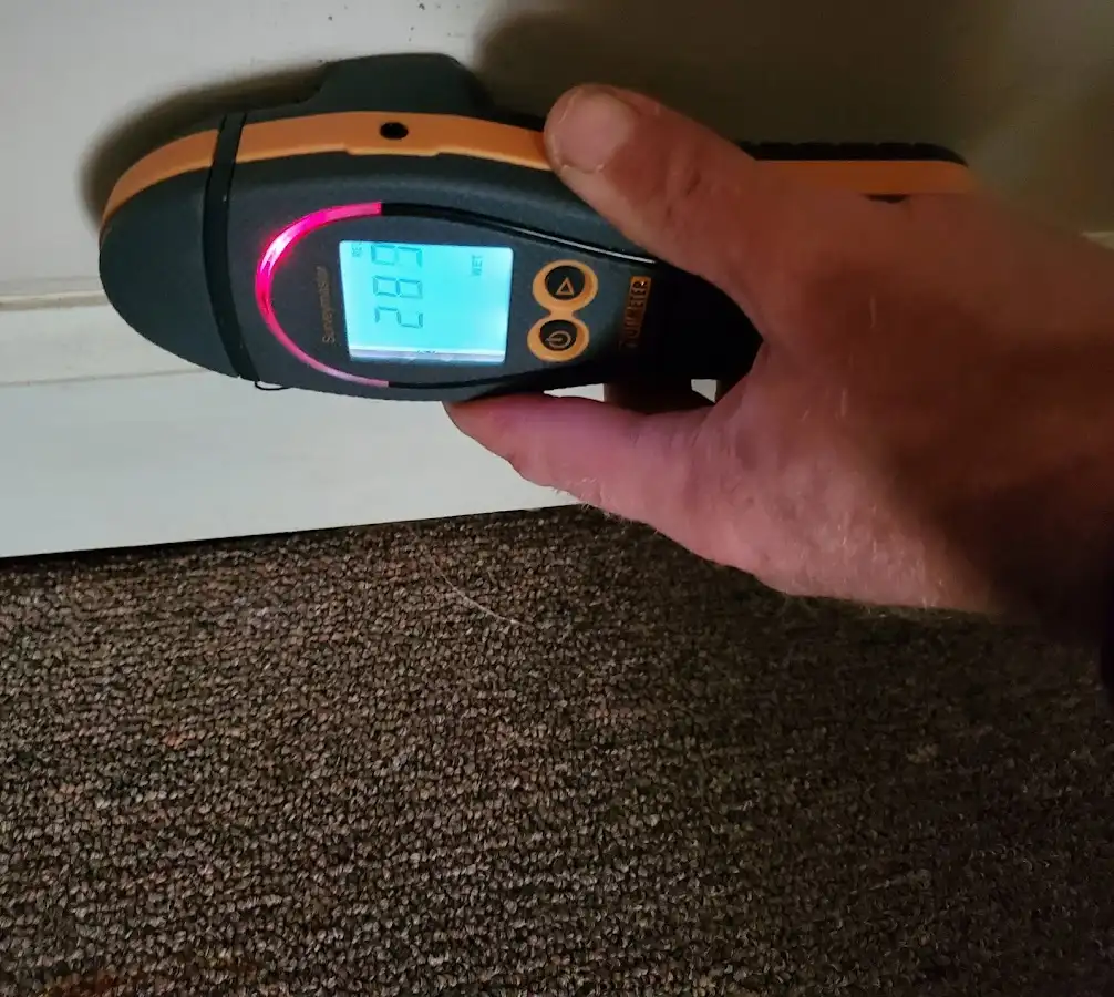 Moisture detection at baseboard during Sewage Cleanup & Sanitation in Tredyffrin